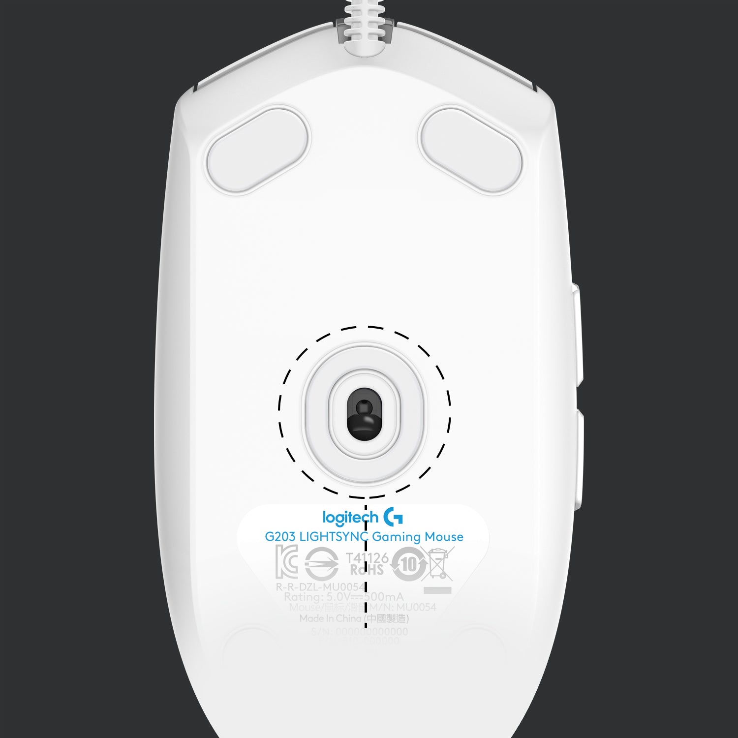 Logitech G G203 LIGHTSYNC – Gaming-Maus – Kabelgebunden (USB‑A), 8000 DPI, RGB-Beleuchtung, Weiss