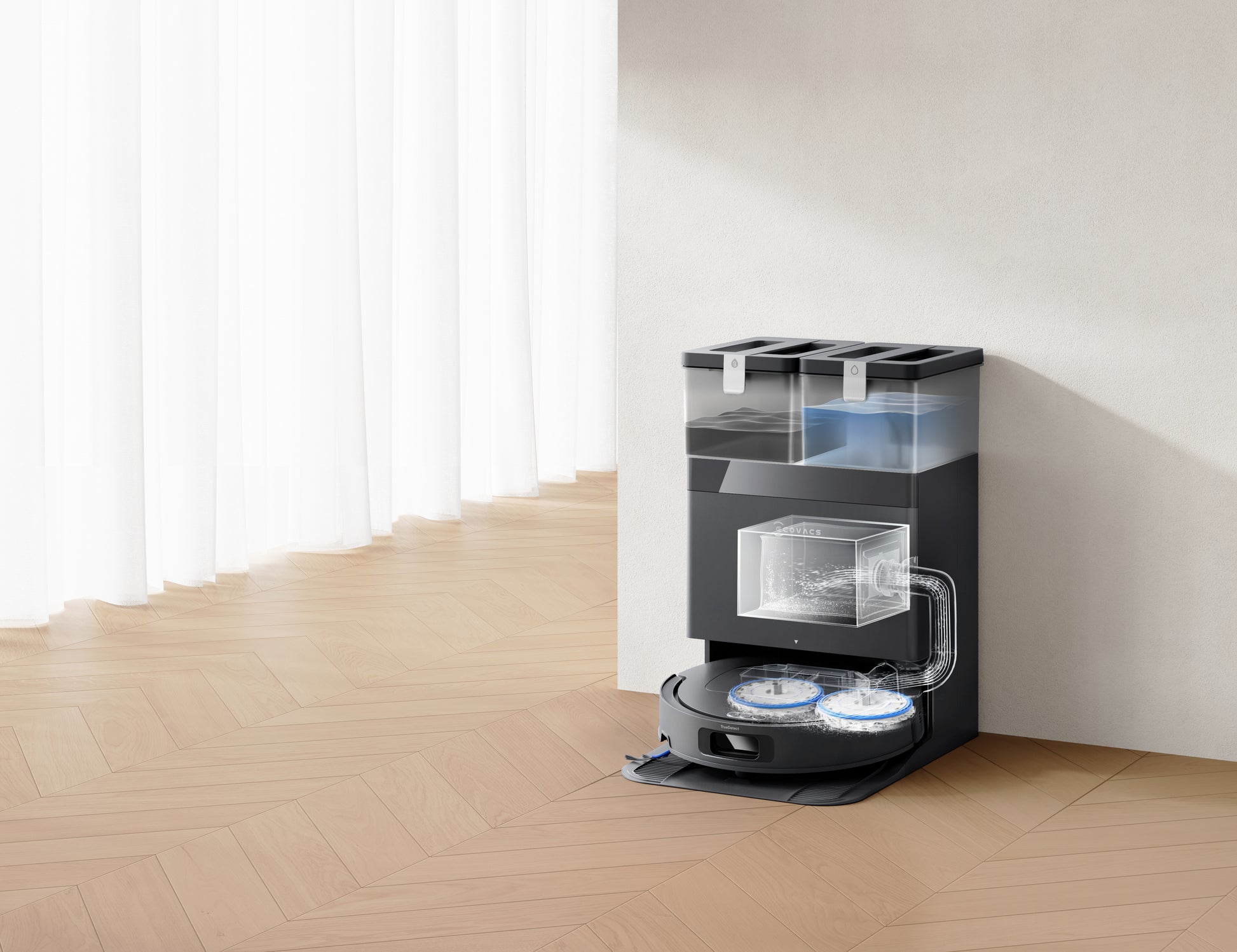 Ecovacs Saugroboter DEEBOT T30e OMNI, mit Absaugstation, mit Wischfunktion – 25000 Pa, 180 min, Höhe 100 mm