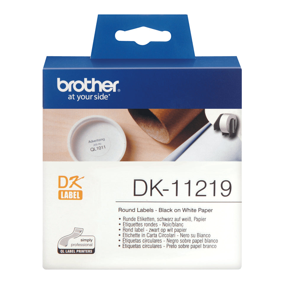 Brother Runde Etiketten, Ø 12 mm, weiss, Papier, permanent, 1200 Etiketten