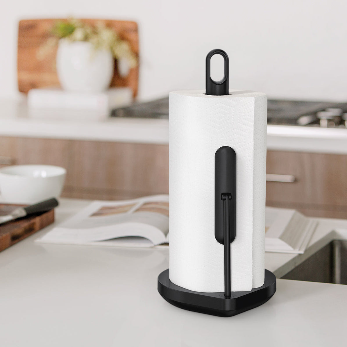 simplehuman KT1204 – Küchenrollenhalter Edelstahl, 20,3 × 17,8 × 38,1 cm, Schwarz