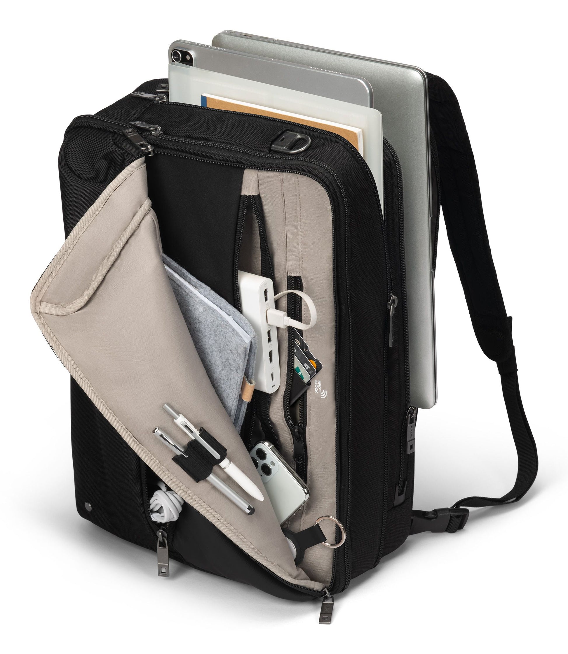 DICOTA Notebook-Tasche für Notebooks bis 16" – verschliessbar, mit Schultergurt – Schwarz