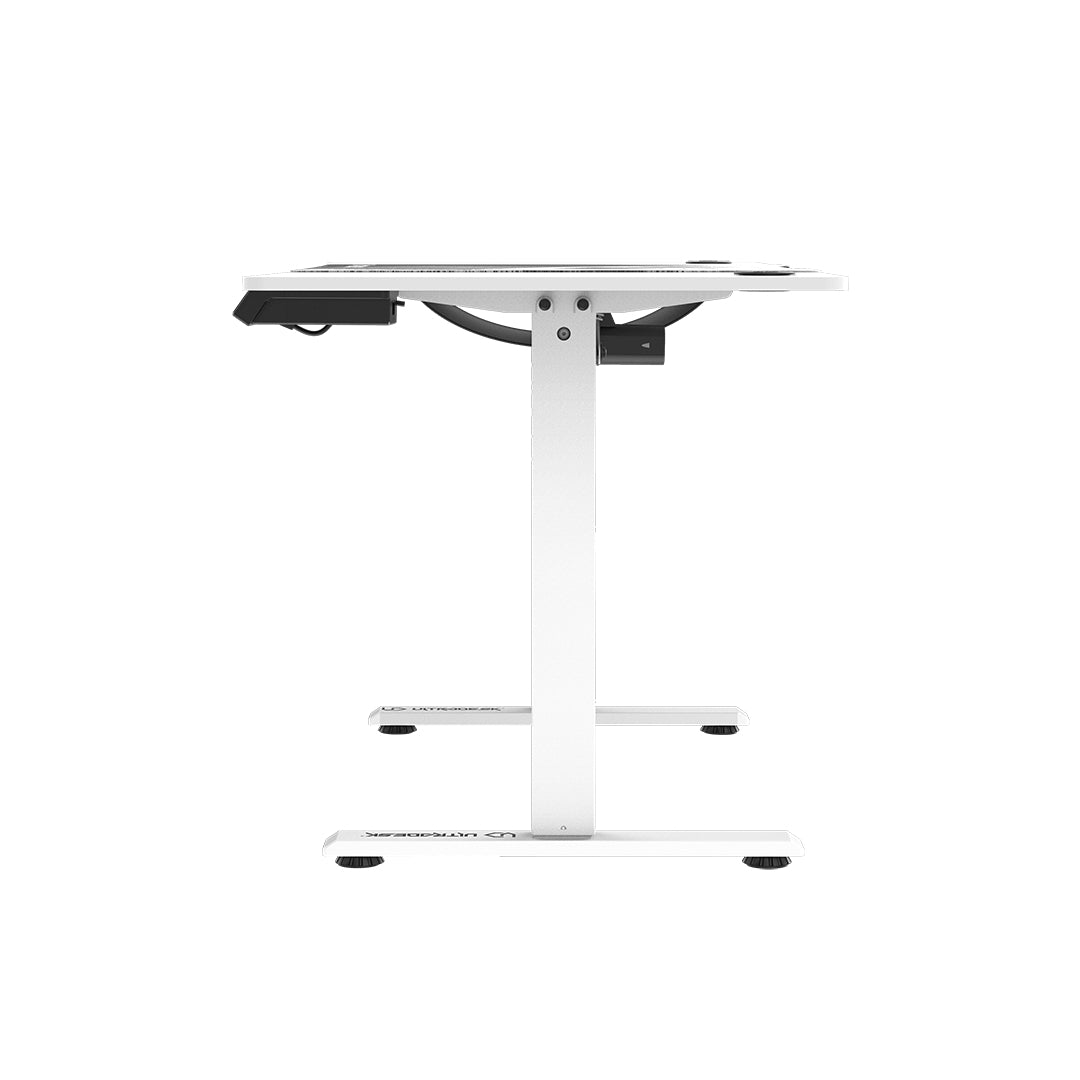 Ultradesk Level V2 Gaming-Tisch – 140 × 68 cm, höhenverstellbar, weiss, Stahl