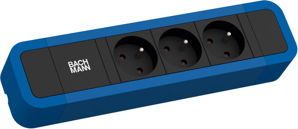 Bachmann PRIMO 2 Steckdosenleiste, 3×UTE, 2 m, Schutzkontaktwinkelstecker, 261×64×45 mm – blau