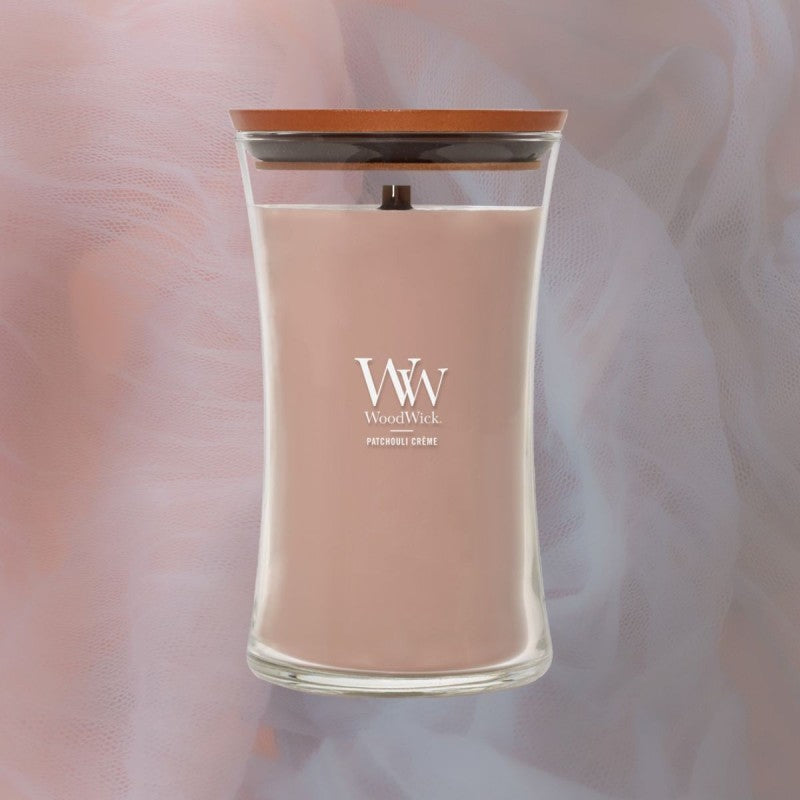 WoodWick Duftkerze Patchouli Creme, Sojawachs, Ø 10 cm, 18 cm, 1 Stück