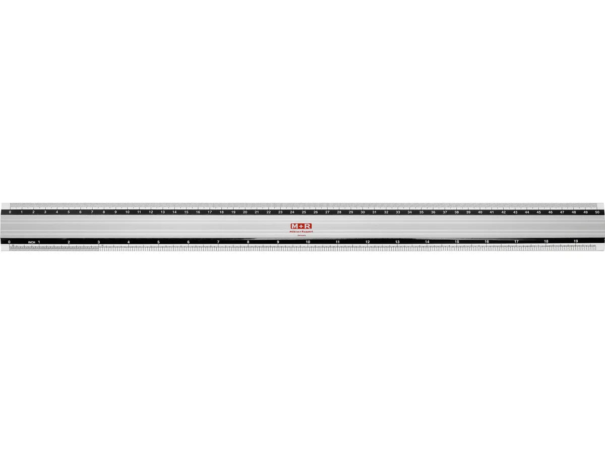 M+R Lineal – Aluminium – 50 cm – Skala cm/″ – silber