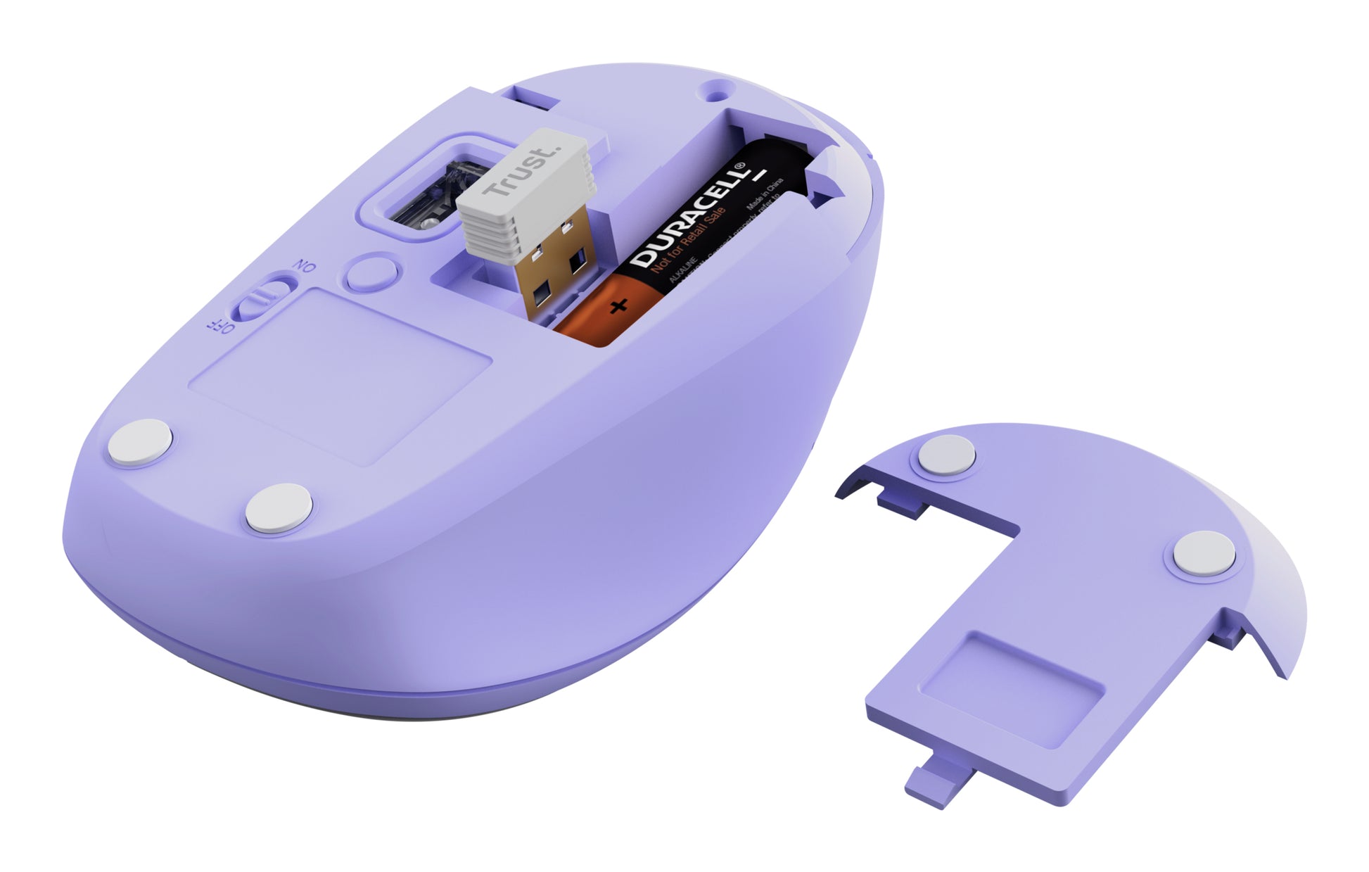 Trust YVI+ Multi-Device-Maus – kabellos, 2,4 GHz (USB-A), umschaltbare DPI, beidhändig, violett