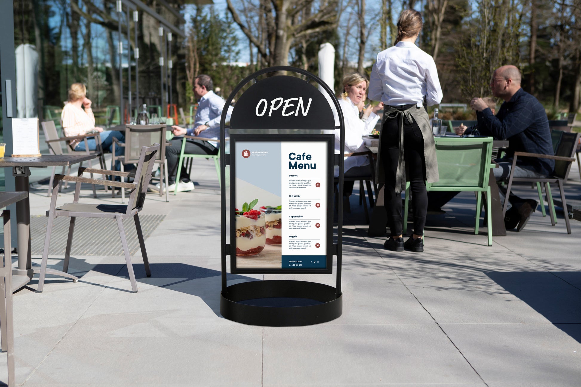 Europel Plakatständer CITY SIGN – schwarz, Metall, 1700×870×870 mm