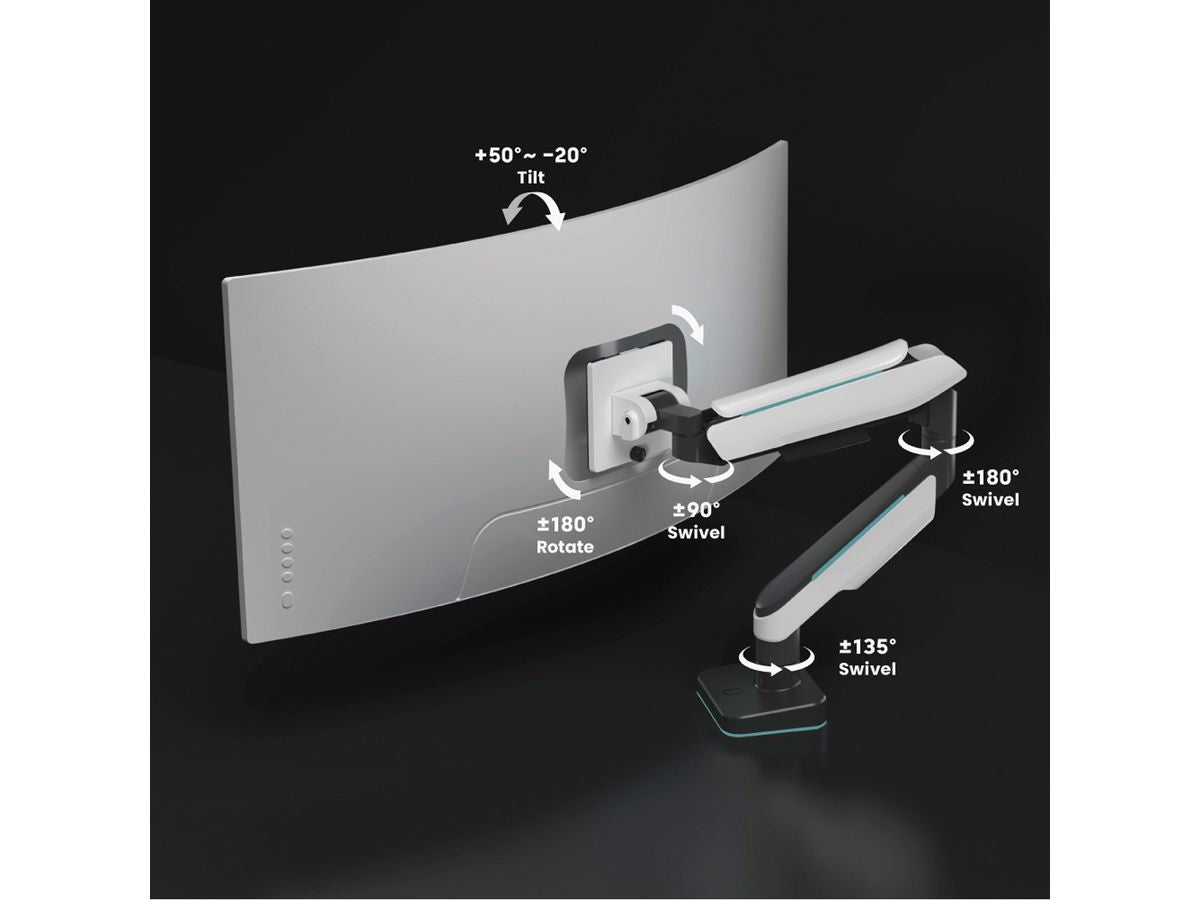 ROLINE Monitorarm Tischhalterung – Klemme/Durchführung – 1 Monitor – 17–49" – VESA 75×75/100×100 mm