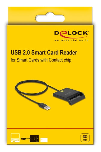 DeLOCK USB-Kartenleser USB-A – Smartcard – USB 2.0 (480 Mbit/s) – LED-Anzeige – Schwarz – für Windows, Mac