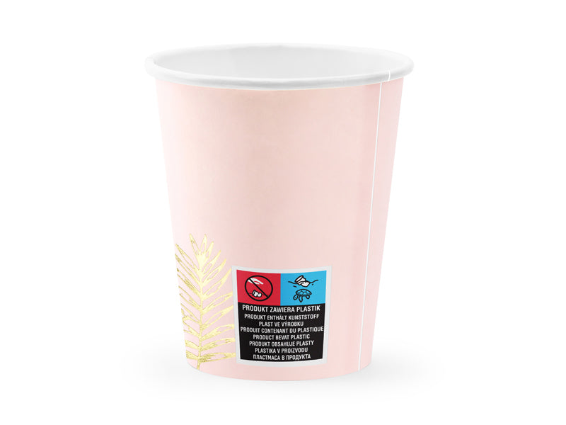 PartyDeco Trinkbecher, Papier – 2,2 dl Rosa – 6 Stk.