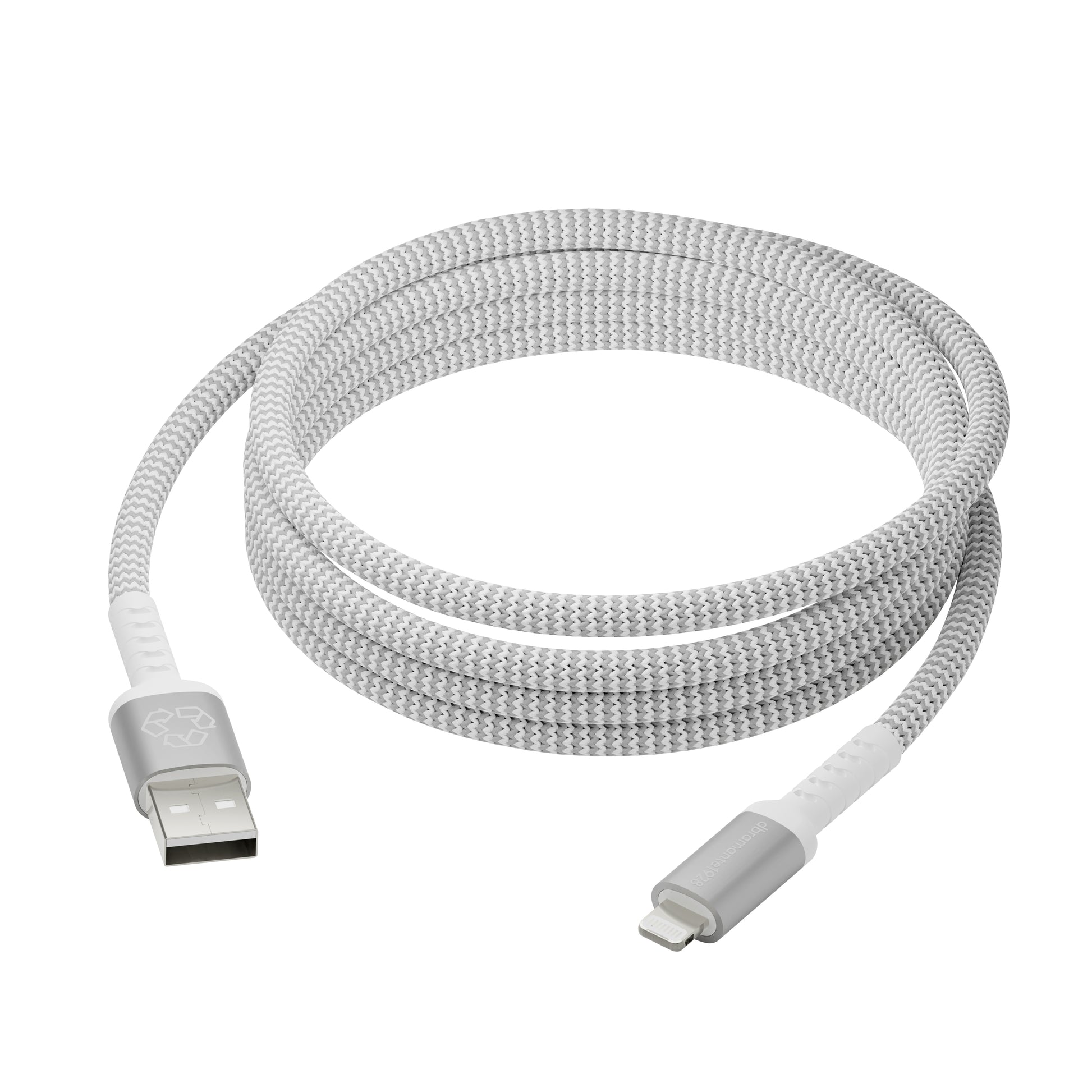 dbramante1928 Daten- & Ladekabel – USB-C auf Lightning 2,5 m, geflochten, Weiss – für iPhone/iPad
