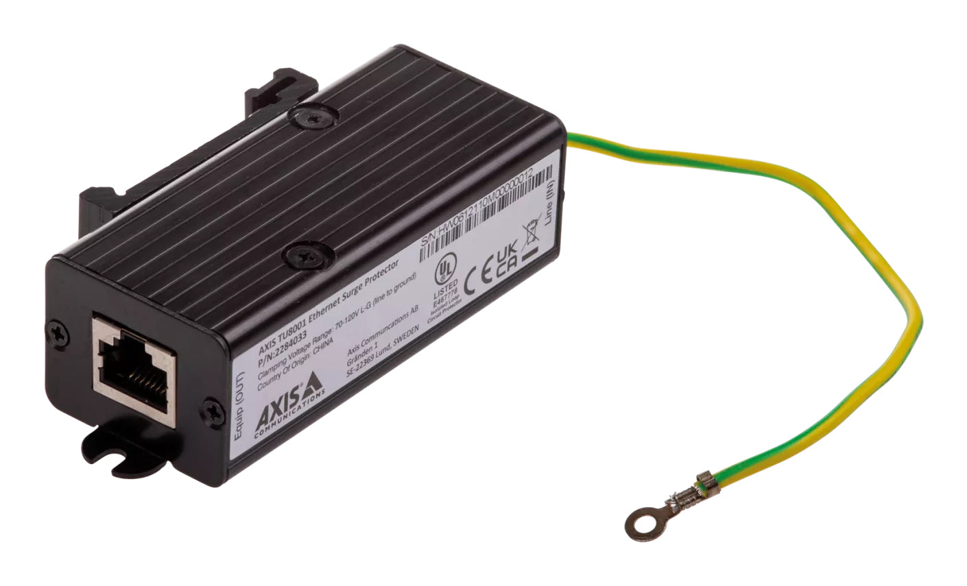 Axis TU8001 Überspannungsschutz – 1× RJ‑45, PoE 1000 V (IEEE 802.3bt), Wandmontage