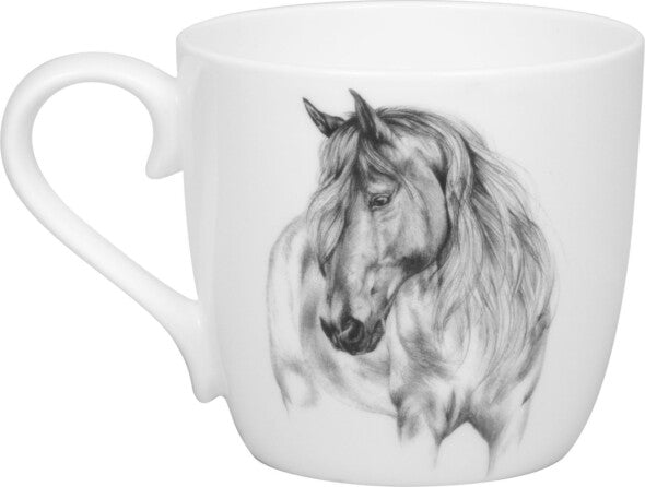 Könitz Porzellan Könitz Becher Amazing Animals Pferd – 425 ml, Ø 9,7 cm, Knochenporzellan, Weiss, spülmaschinenfest