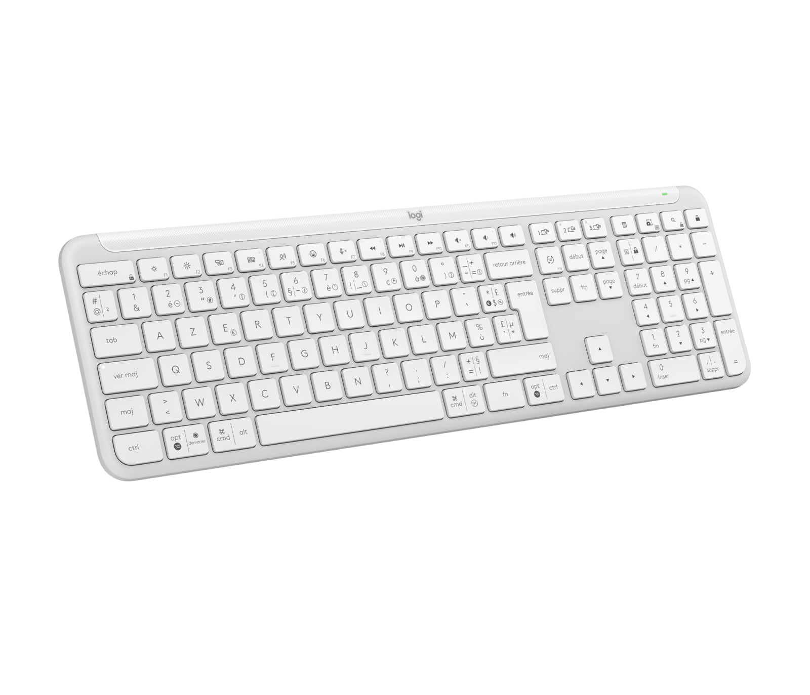 Logitech K950 Signature Slim – Tastatur, kabellos (Bluetooth), FR-Layout (FR), Weiss
