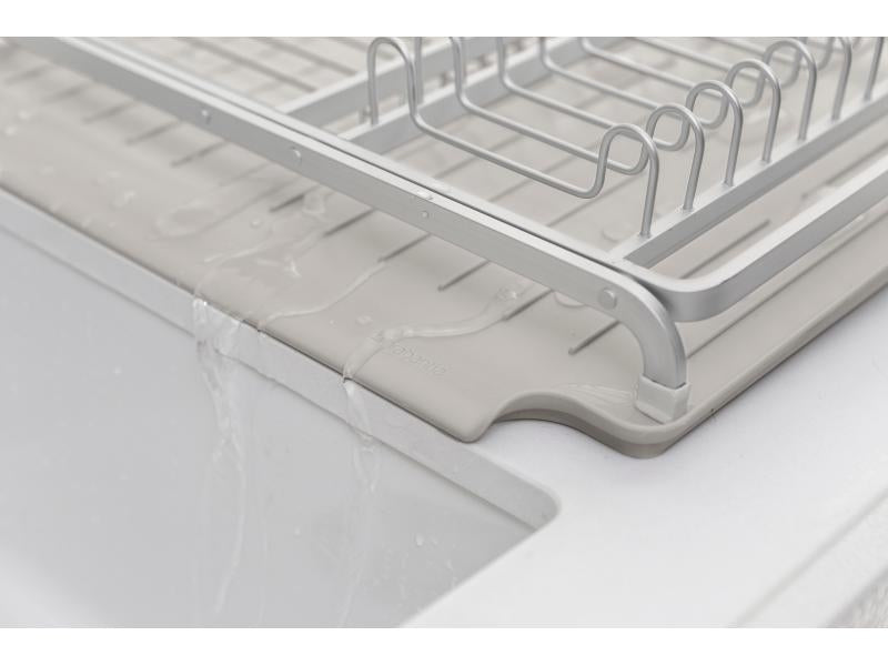 Brabantia Abtropfgestell, 38,6 × 49 × 14 cm, Silikon/Aluminium, mit Gläserkorb, Grau