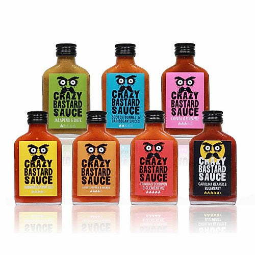 Crazy Bastard Sauce Chilisauce Geschenk-Set – 7×100 ml
