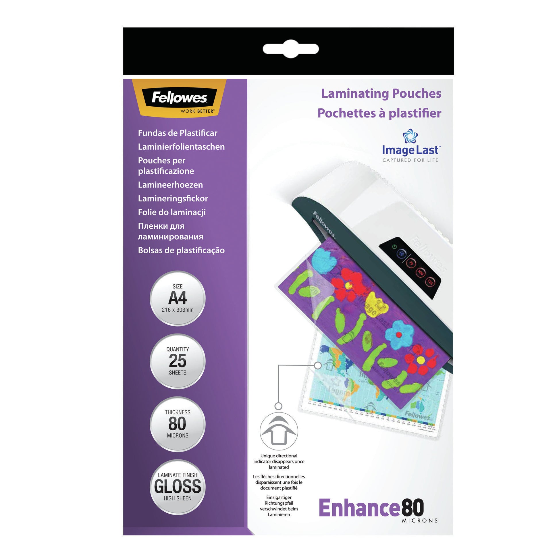 Fellowes Laminierfolien A4 – 80 µm, glänzend, 25 Stück