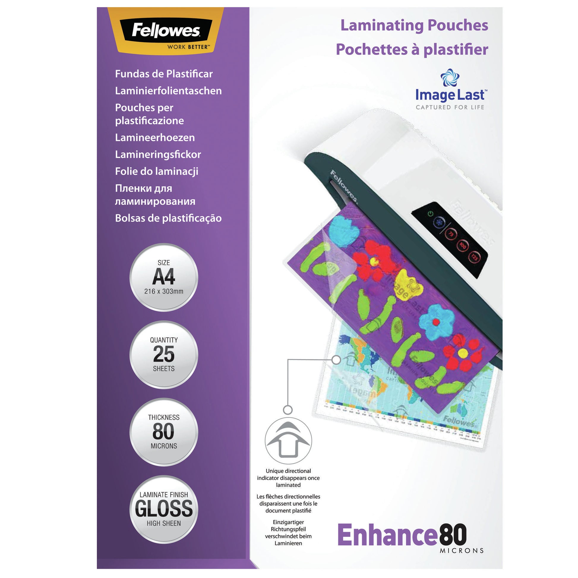 Fellowes Laminierfolien A4 – 80 µm, glänzend, 25 Stück