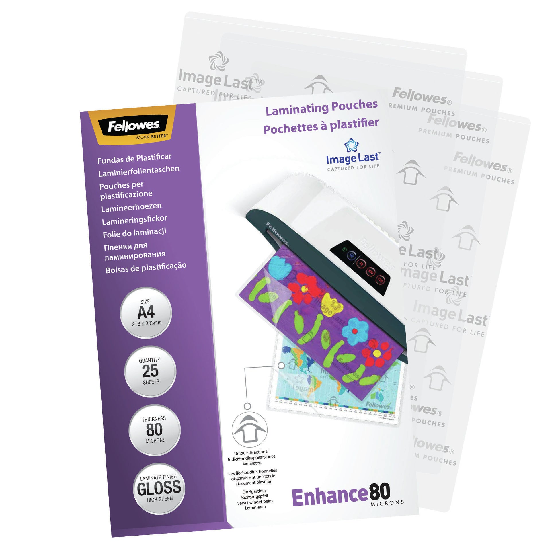 Fellowes Laminierfolien A4 – 80 µm, glänzend, 25 Stück