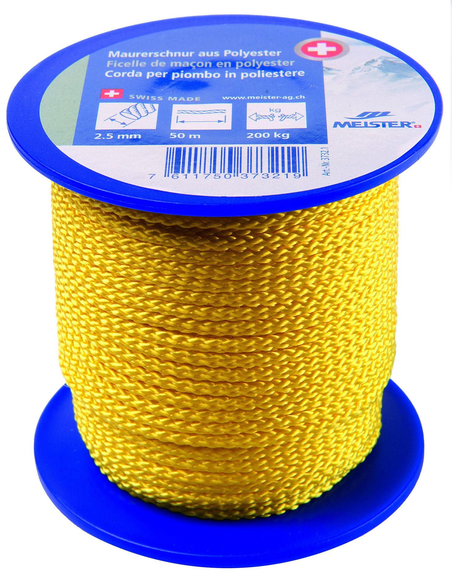 Meister & Cie Meister Maurerschnur – 2,5 mm × 50 m, Polyester, Gelb-Fluo