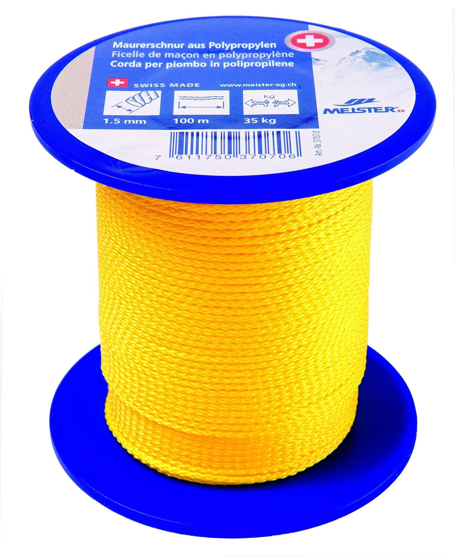 Meister & Cie Meister Maurerschnur – 1,5 mm × 100 m, Polypropylen (PP), Gelb