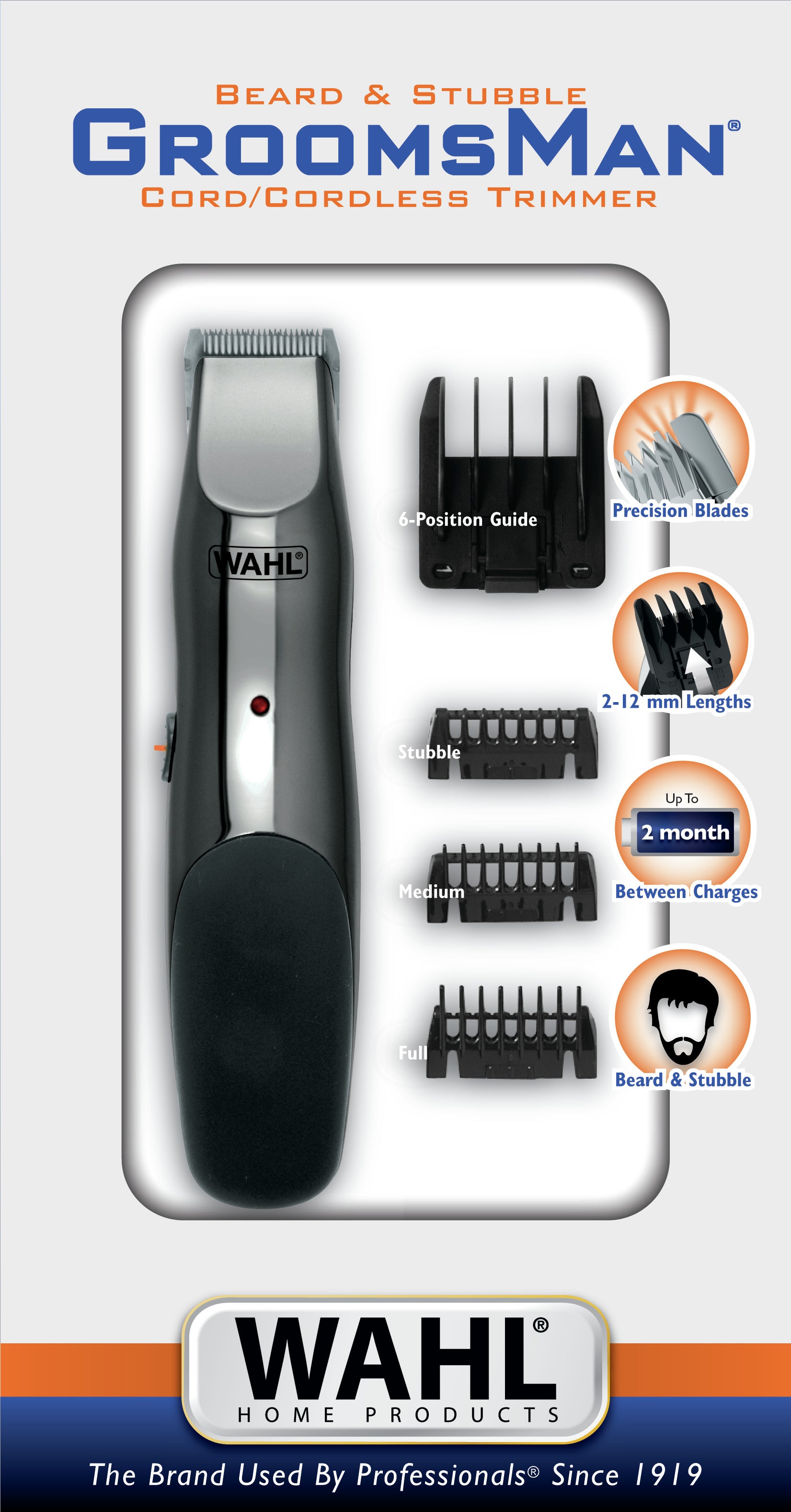 Wahl Bartschneider Grooms Man 9918-1416 – Akkubetrieben, 60 Min Laufzeit, Schnittlänge 0,7–12 mm – Schwarz