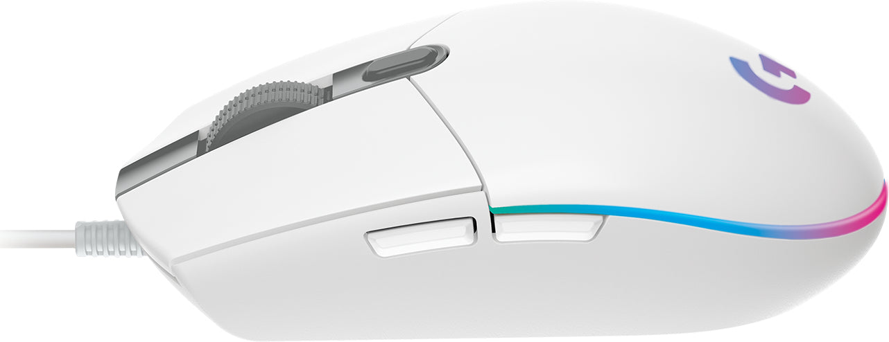 Logitech G G102 LIGHTSYNC – Gaming-Maus – Kabelgebunden (USB‑A), 8000 DPI, RGB-Beleuchtung, Weiss