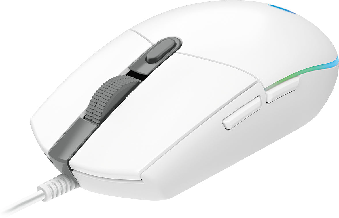 Logitech G G102 LIGHTSYNC – Gaming-Maus – Kabelgebunden (USB‑A), 8000 DPI, RGB-Beleuchtung, Weiss