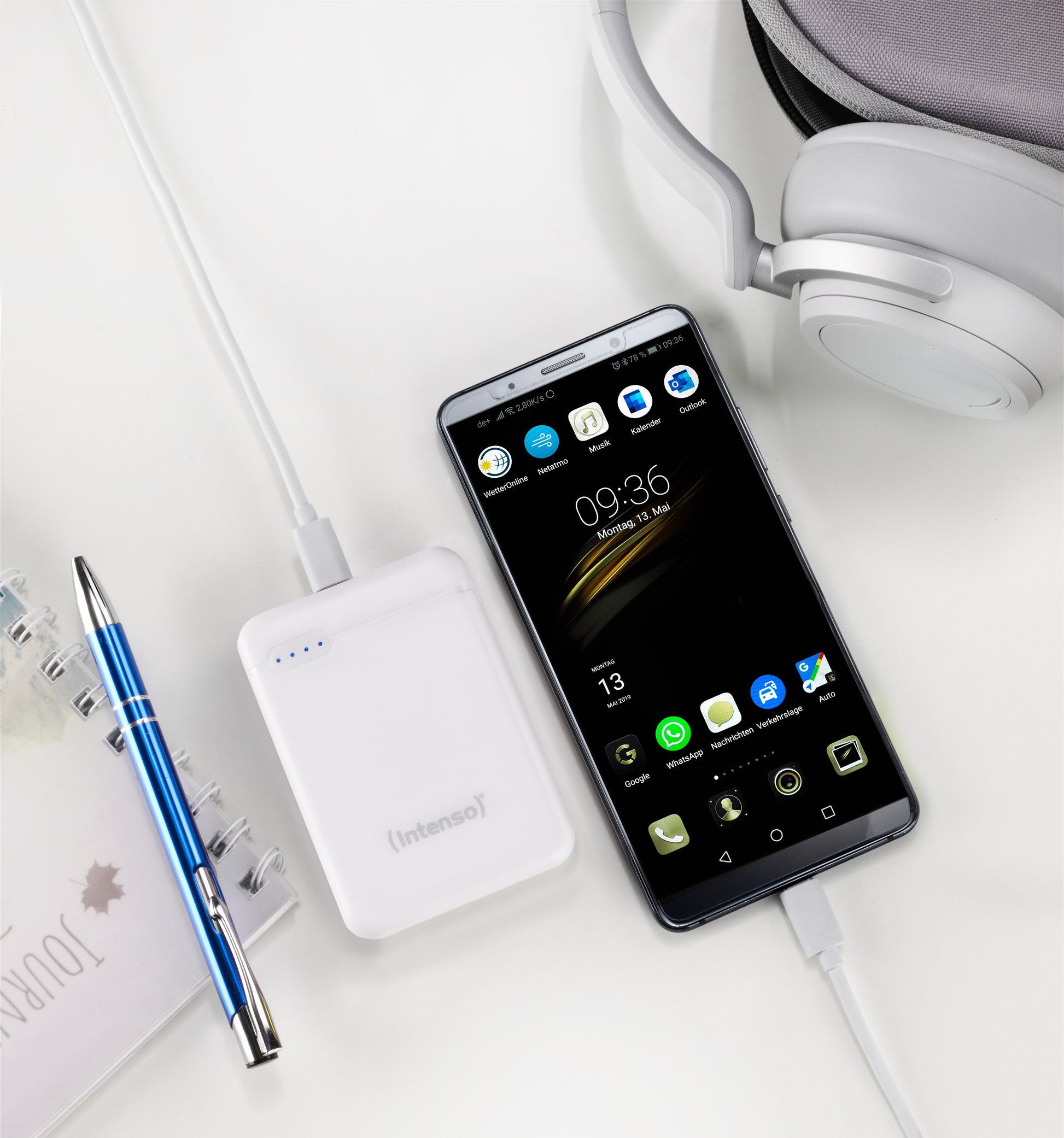 Intenso XS5000 Powerbank 5'000 mAh – 1× USB-C, 1× USB-A, weiss
