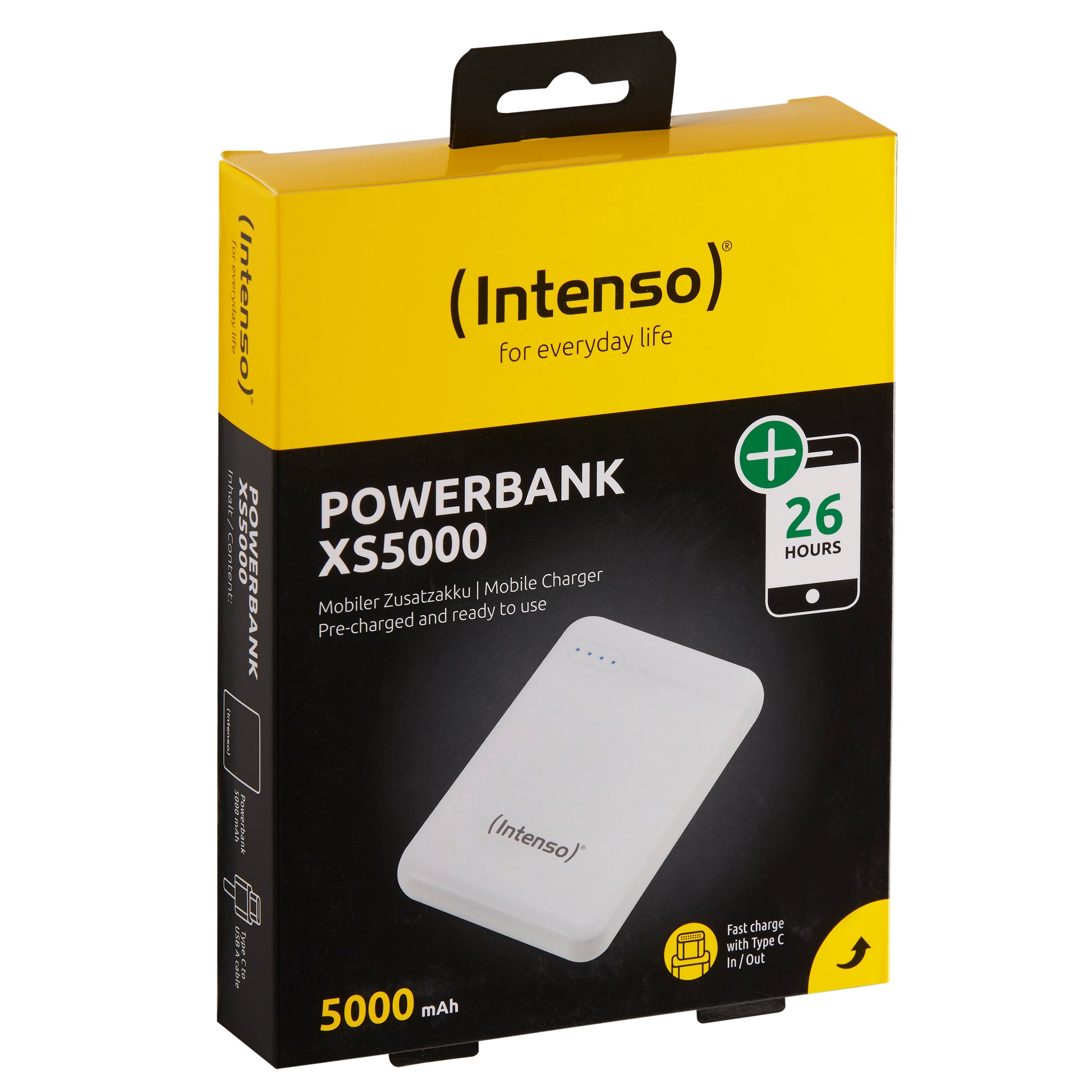 Intenso XS5000 Powerbank 5'000 mAh – 1× USB-C, 1× USB-A, weiss