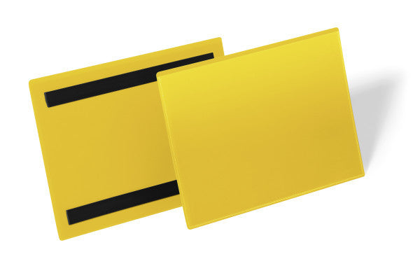 Durable Kennzeichnungstaschen – 148 × 210 mm, gelb, wiederablösbar, magnetisch, 50er-Pack