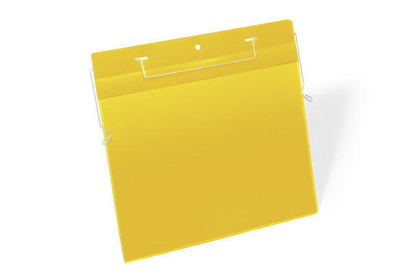Durable Kennzeichnungstaschen – 210 × 297 mm, gelb, Kunststoff, wiederablösbar