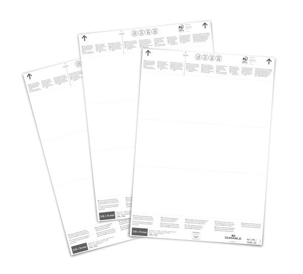 Durable Einsteckschilder, 210 mm × 74 mm, weiss, Papier, nicht klebend, 60 Stück