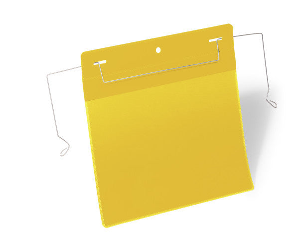 Durable Kennzeichnungstaschen – 210 × 148 mm, gelb, Kunststoff, wiederablösbar