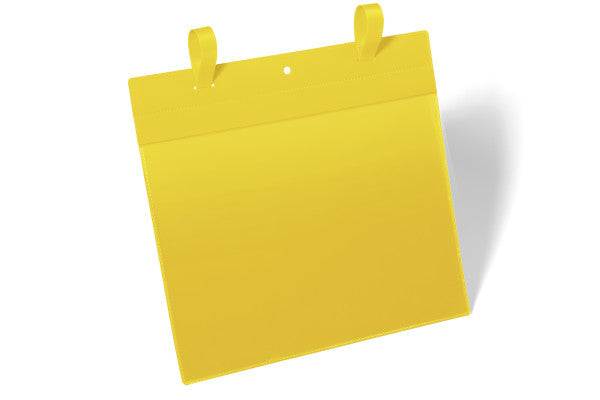 Durable Kennzeichnungstaschen – 210 × 297 mm, gelb, wiederablösbar, 50er-Pack