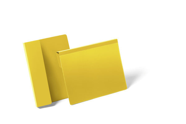 Durable Kennzeichnungstaschen – 297 × 210 mm, gelb, Kunststoff, wiederablösbar