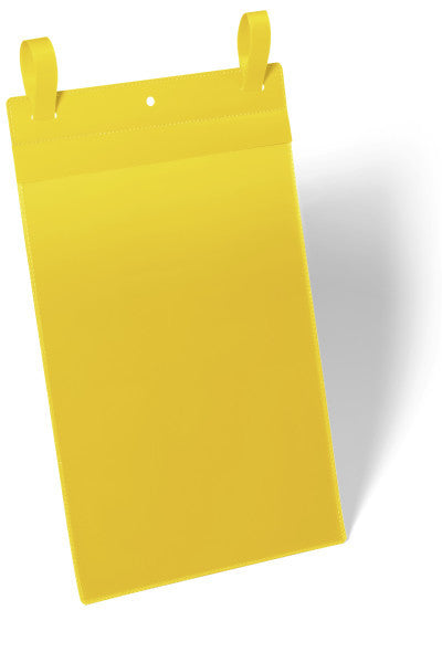 Durable Kennzeichnungstaschen – 297 × 210 mm, gelb, Kunststoff, wiederablösbar