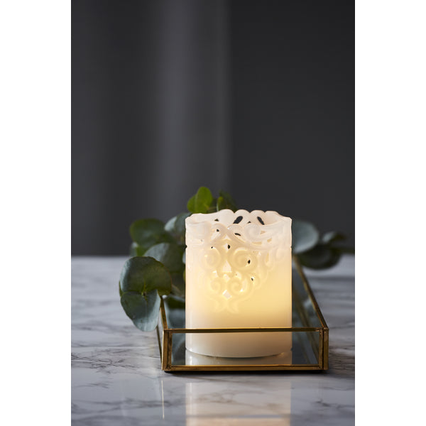 Star Trading LED-Kerze – Ø 8 × 10 cm – Wachs, Weiss, Timer