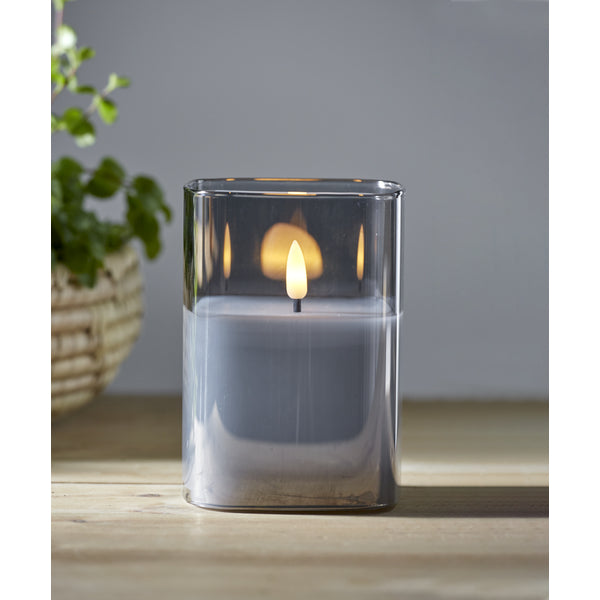 Star Trading LED-Säulenkerze – Ø 9 × 12,5 cm – Wachs & Glas, Schwarz