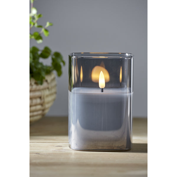 Star Trading LED-Säulenkerze – Ø 9 × 12,5 cm – Wachs & Glas, Schwarz