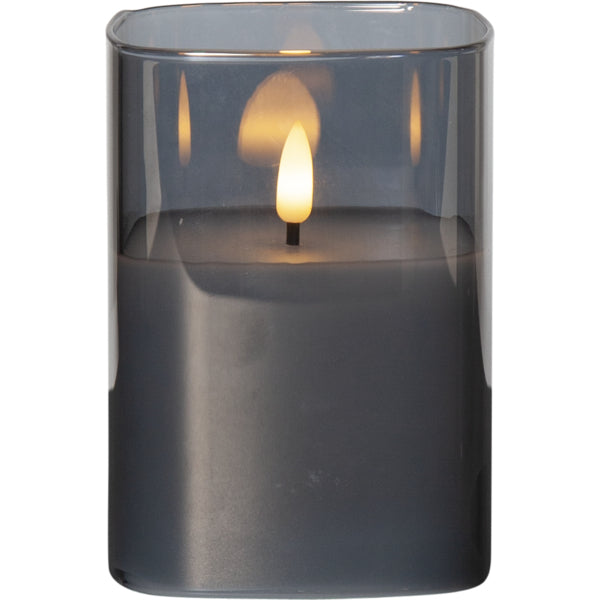 Star Trading LED-Säulenkerze – Ø 9 × 12,5 cm – Wachs & Glas, Schwarz