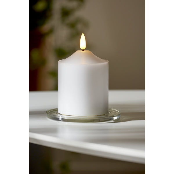 Star Trading LED-Kerze – Ø 7,5 × 12 cm – Wachs, weiss