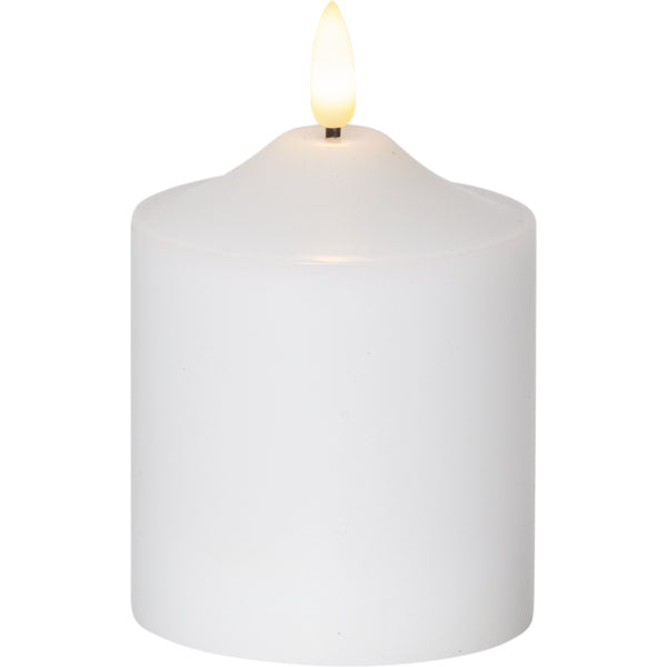 Star Trading LED-Kerze – Ø 7,5 × 12 cm – Wachs, weiss
