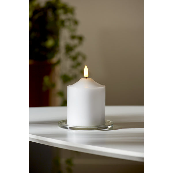 Star Trading LED-Kerze – Ø 7,5 × 12 cm – Wachs, weiss