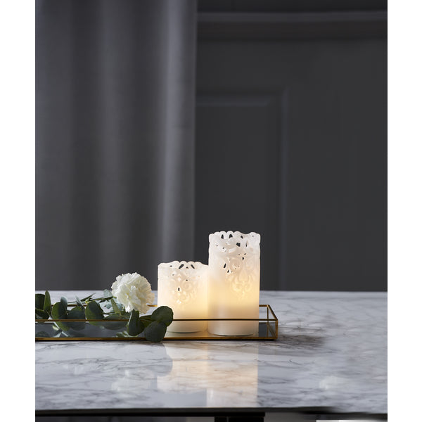 Star Trading LED-Kerze – Ø 8 × 15 cm – Wachs, Weiss