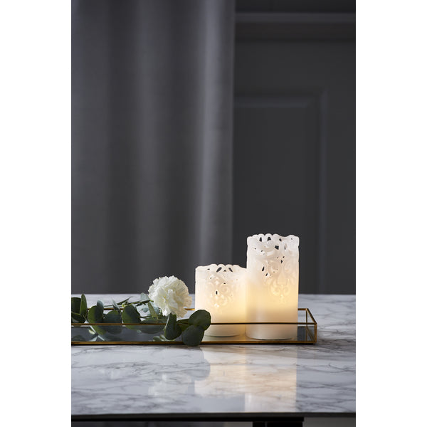 Star Trading LED-Kerze – Ø 8 × 15 cm – Wachs, Weiss