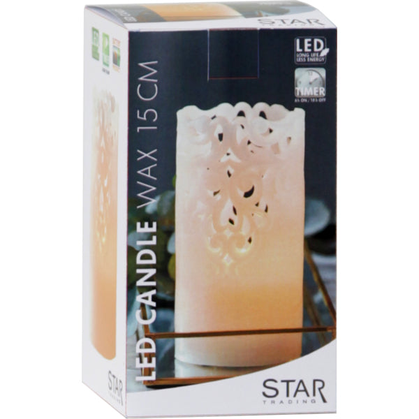 Star Trading LED-Kerze – Ø 8 × 15 cm – Wachs, Weiss