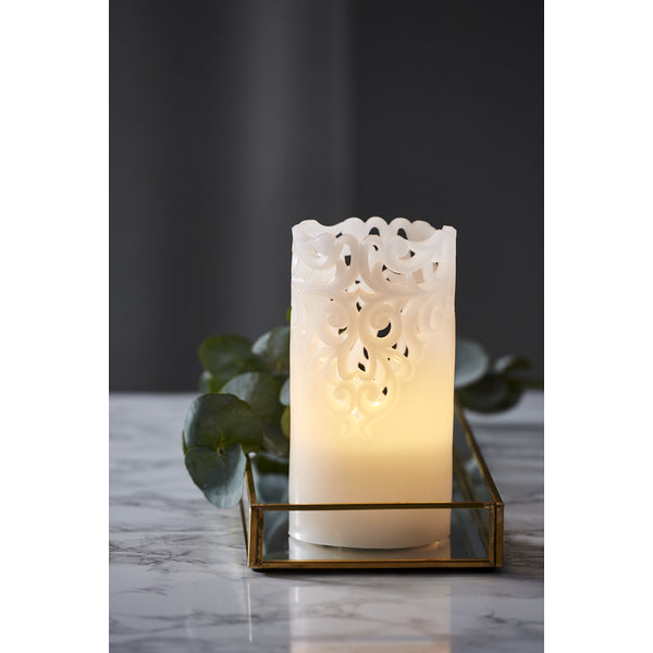 Star Trading LED-Kerze – Ø 8 × 15 cm – Wachs, Weiss