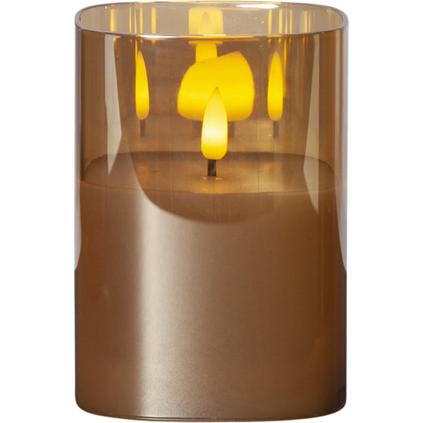 Star Trading Dekolicht – Ø 9 × 12,5 cm, 0,06 W, Warmweiss, Bernstein, flackernd, Timer 6/18 h, Batteriebetrieb
