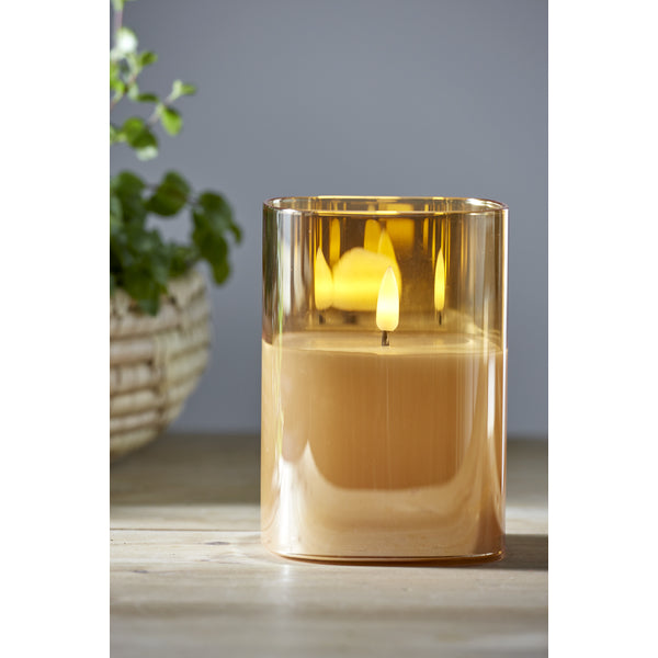 Star Trading Dekolicht – Ø 9 × 12,5 cm, 0,06 W, Warmweiss, Bernstein, flackernd, Timer 6/18 h, Batteriebetrieb